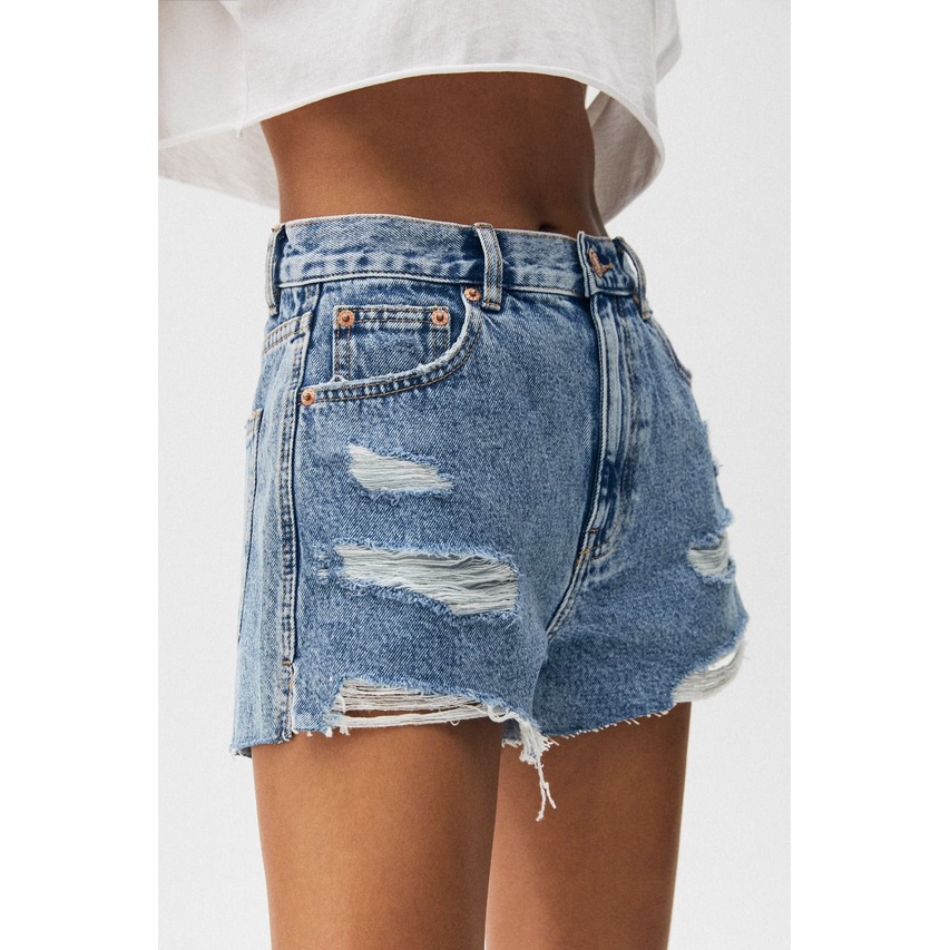 Jual ✼ Pull&Bear Ripped Denim Shorts ▻ Shopee Indonesia