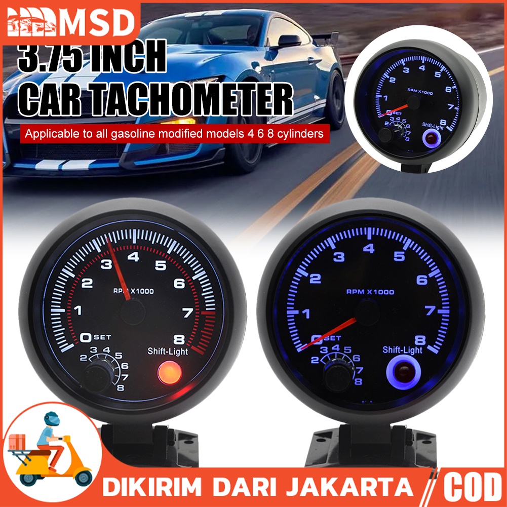 Jual 3.75 Universal Mobil Tachometer Tacho Meteran Pengukur LED Shift ...
