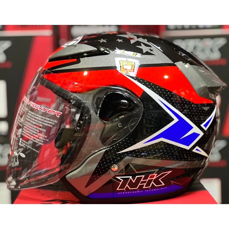 Jual HELM NHK R6 STARLITE RED BLUE SINGLE VISOR | Shopee Indonesia