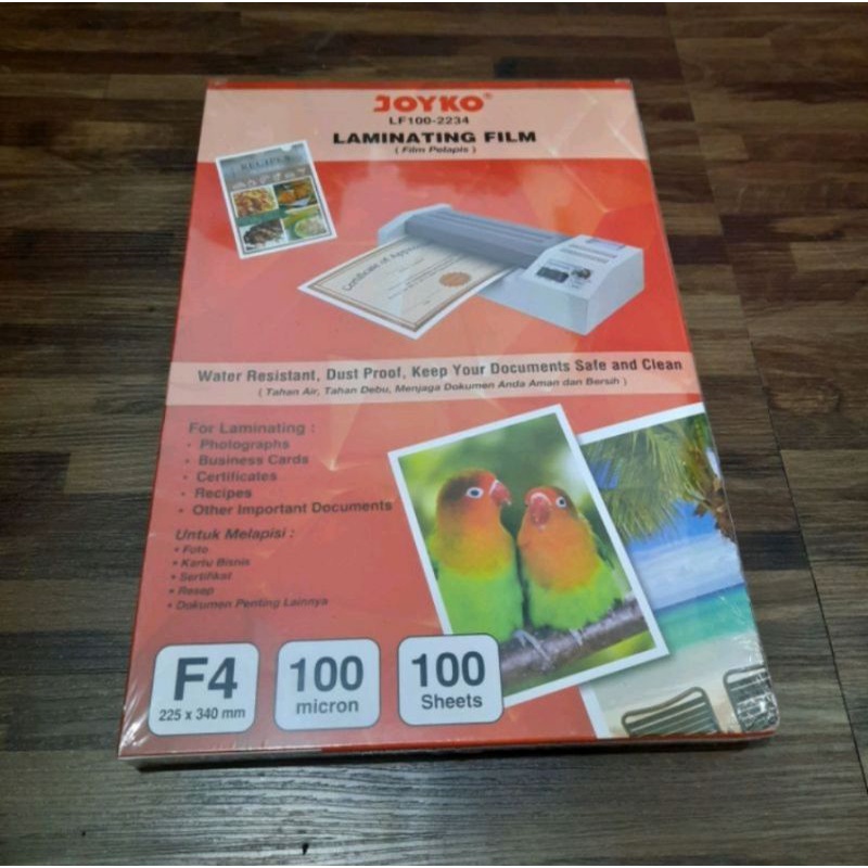 Jual Plastik Laminating F4 Joyko 100 Micron (10 Lembar) / Plastik