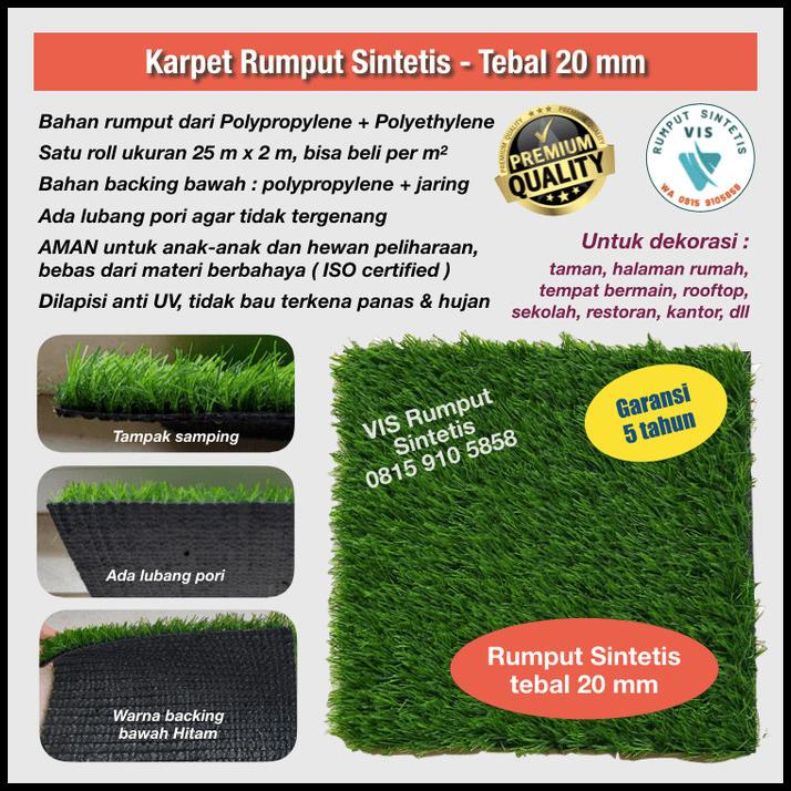 Jual Karpet Rumput Sintetis Tipe Swiss Atau Jepang Tebal 20 Mm ( Per M2 ...