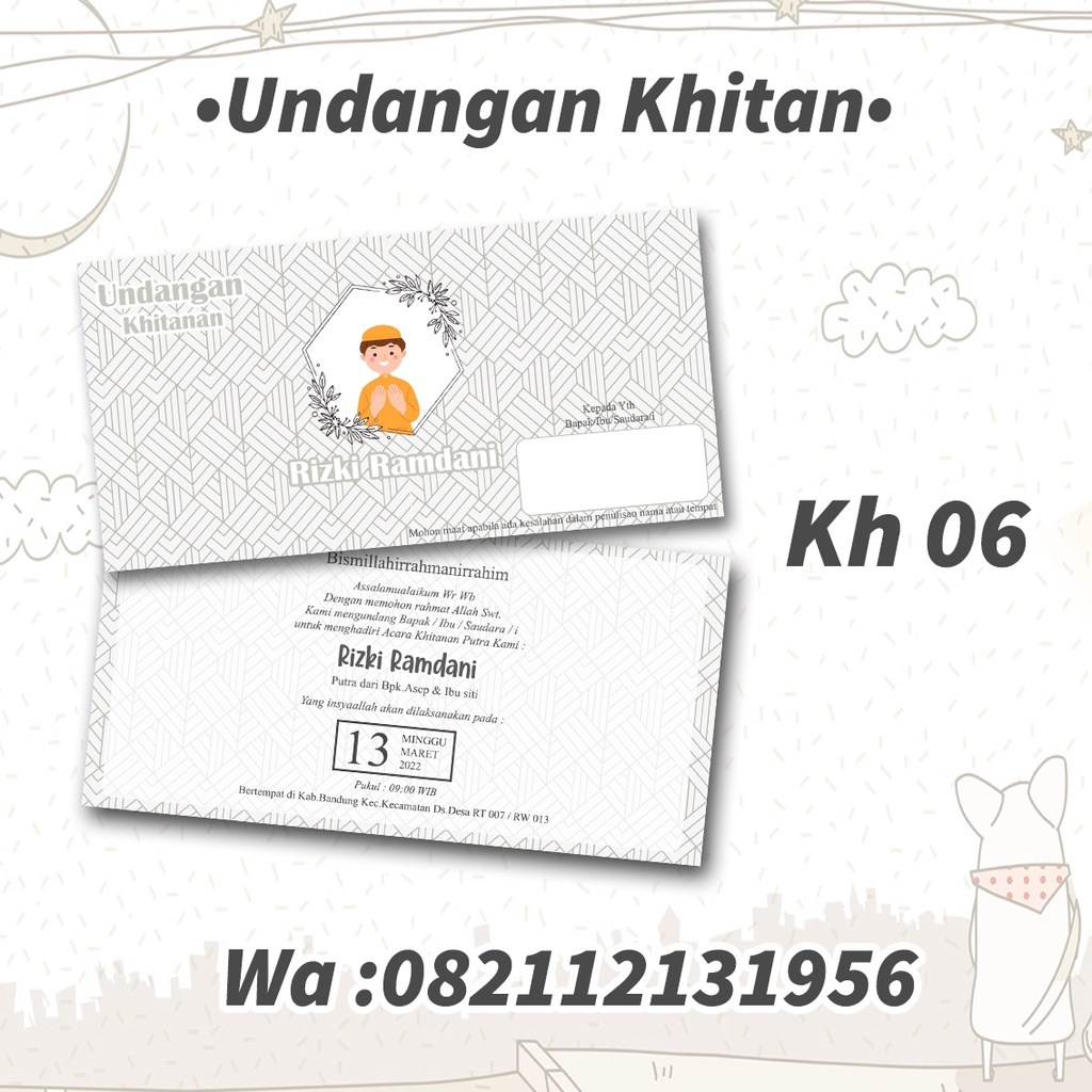 Jual KH 06 UNDANGAN SUNAT / SUNATAN MURAH / SURAT UNDANGAN / KARTU