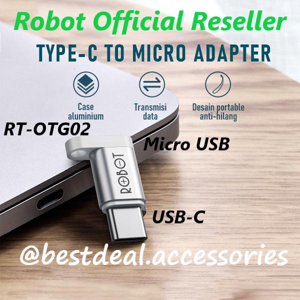 Jual Robot RT-OTG02 USB-C Type-C to Micro USB Small & Portable OTG ...