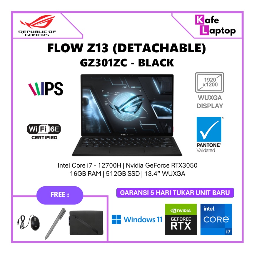 Jual Laptop Asus Rog Flow Z13 Rtx3050 I7 12700h 16gb 512ssd 13 4 Fhd Windows 11 Ohs 2021