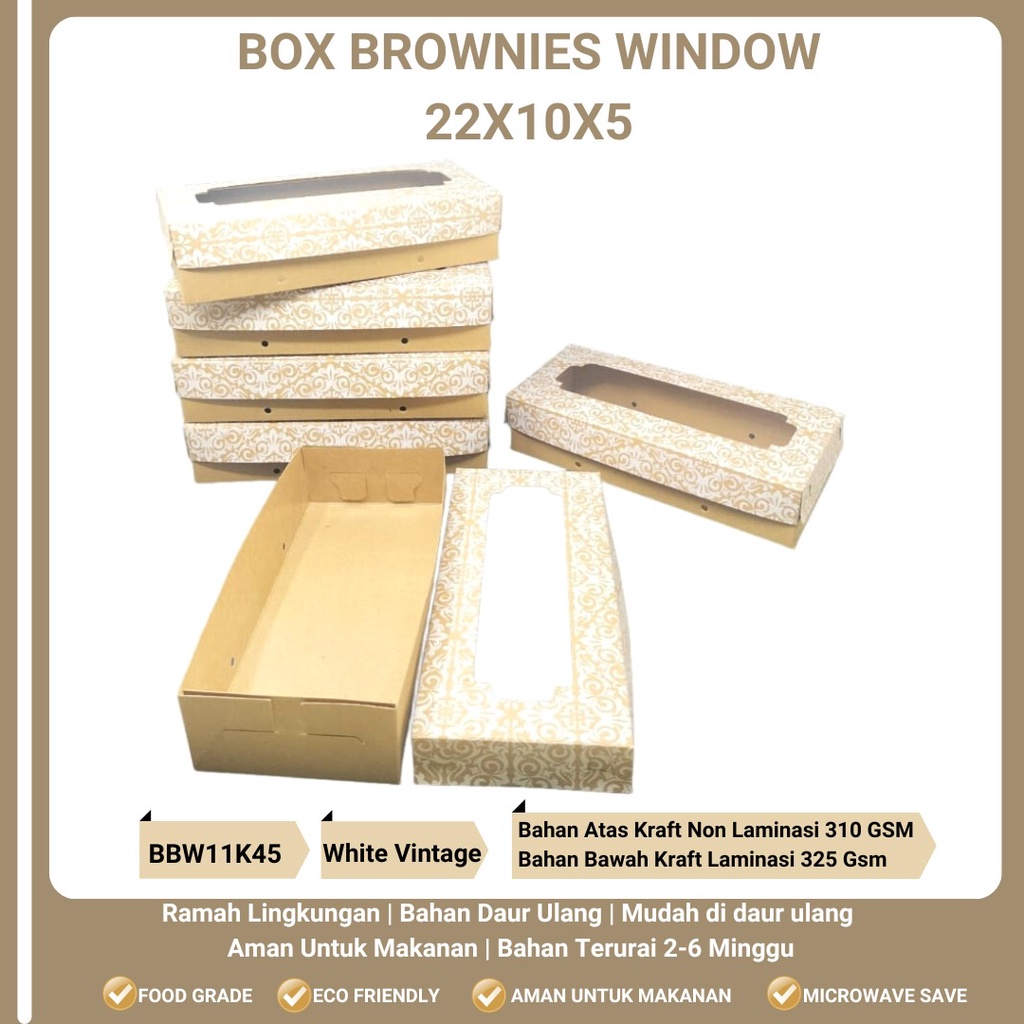 Jual Box Brownies 22x10x5 Dus Brownies Window (BBW11K45-Laminasi ...