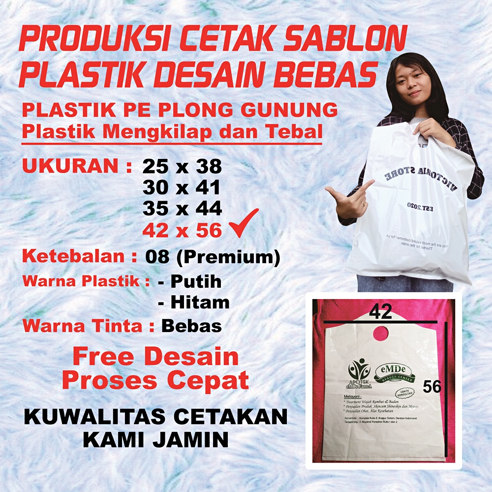 Jual Plastik Sablon Plong Gunung PE Tebal Mengkilap Cetak Tas Kantong ...