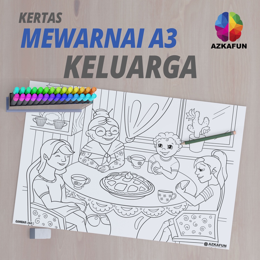 Jual Kertas Mewarnai A3 KELUARGA - kertas gambar anak | Shopee Indonesia