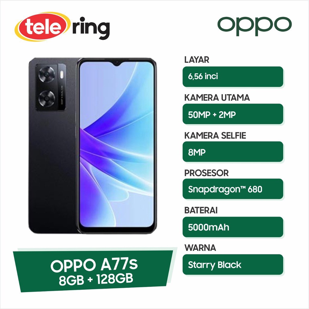 Jual Oppo A77S 8/128GB Starry Black | Shopee Indonesia