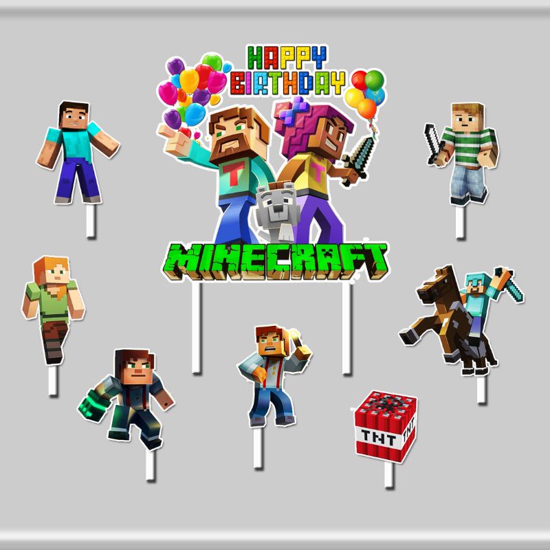 Jual Topper cake Minecraft happy birthday | Shopee Indonesia