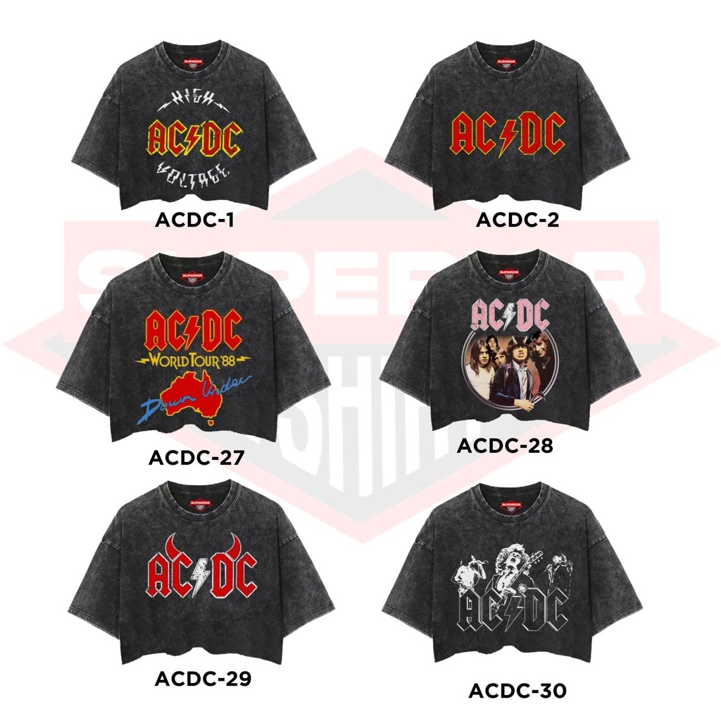 Jual CROP TEE ACDC WASHED T-SHIRT / OVERSIZE / SLIM-FIT / CROP TOP ACDC ...