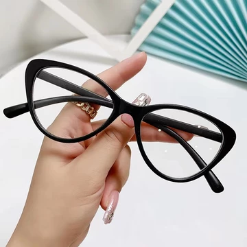 Kacamata Korea Wanita Kacamata Anti Radiasi Pria Wanita Fashion Cat Eye Retro Flat Eyeglasses