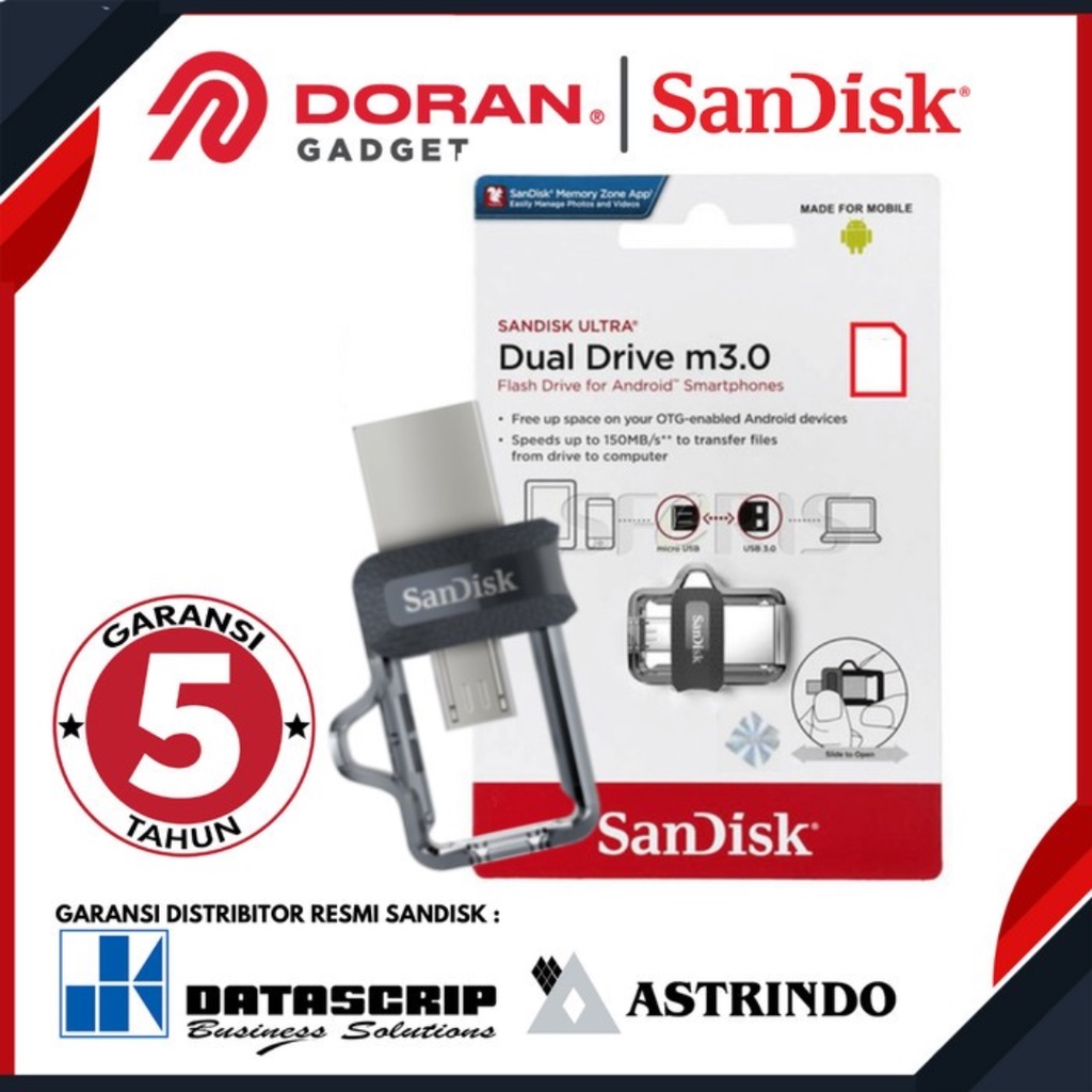SanDisk Ultra 64GB 128GB 256GB USB 3.0 Flash Drive - Dual MicroUSB & USB M3.0 SDDD3, Lot Available