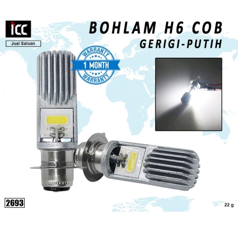 Jual BOHLAM LED H6 COB GRIGI AC DC LED PUTIH/KUNING ORIGINAL POWER LED ...