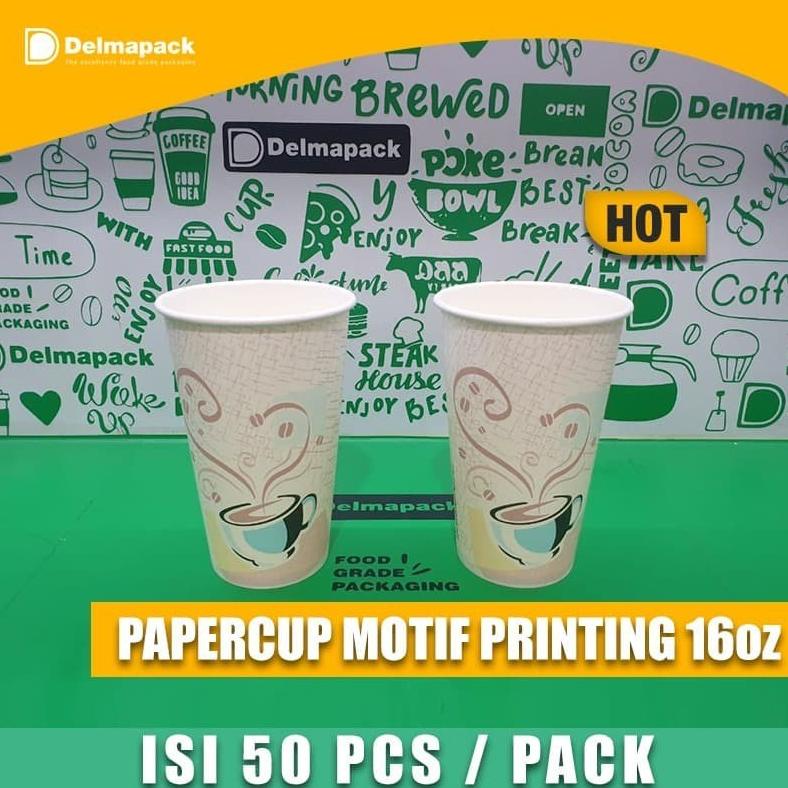 Jual PAPER CUP 16oz MOTIF - HOT, KOPI, TEH - FOODGRADE - 50 PCS ...