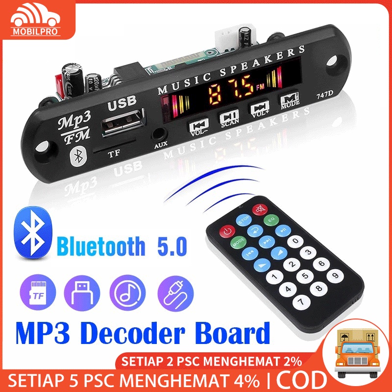 Jual Modul mp3 kit Remote Usb Bluetooth 5.0 Bluetooth termurah Shopee