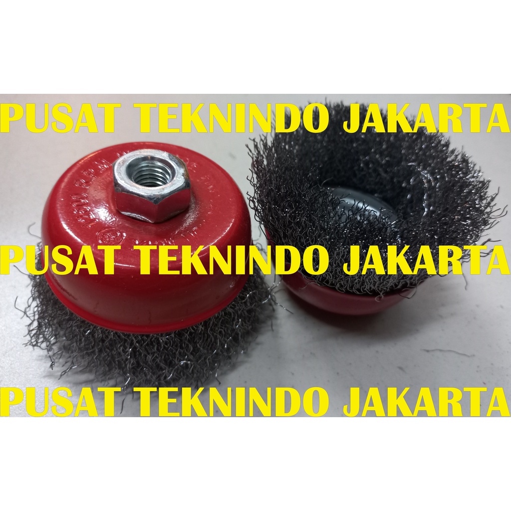 Jual SIKAT KAWAT GERINDA MANGKOK BAJA CUP BRUSH STEEL WIRE 3