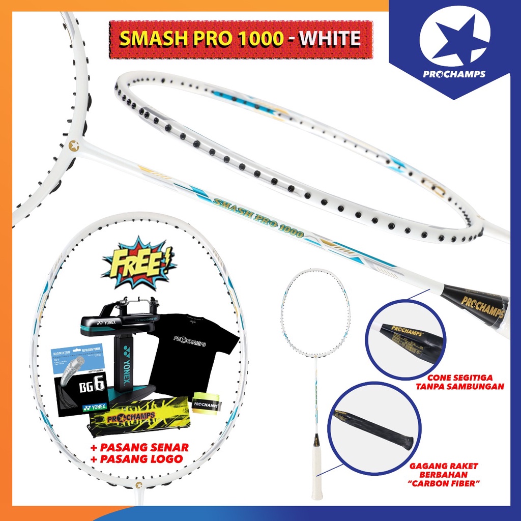 Jual PROCHAMPS SMASH PRO 1000 RAKET BADMINTON ORIGINAL | Shopee Indonesia