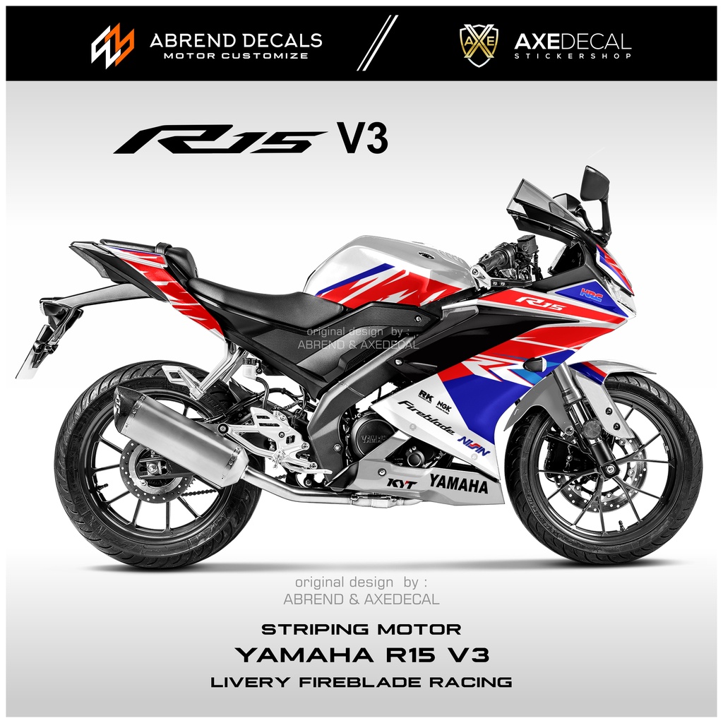 Jual Striping Yamaha R15 V3 Fireblade Racing Tri Color / Stiker Motor ...