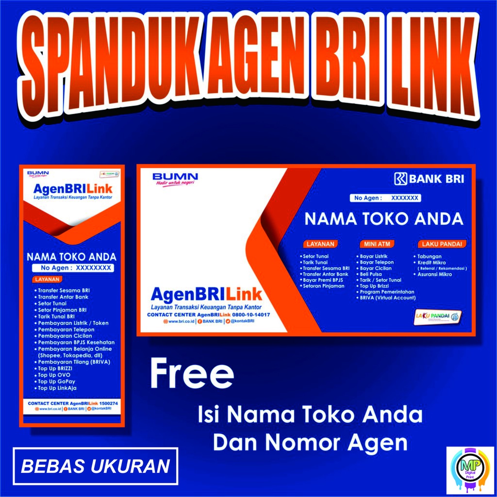 Jual SPANDUK - BANNER AGEN BRI LINK FREE DESAIN (UKURAN SESUAI ...