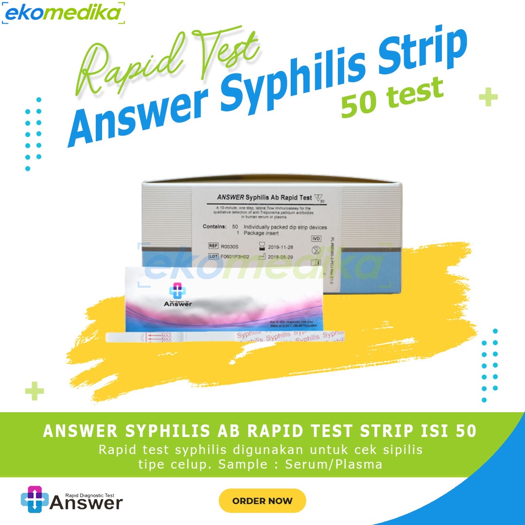 Jual ANSWER SIPILIS STRIP 50 / DEVICE 25T Syphilis Rapid Test ED.2028/ ...