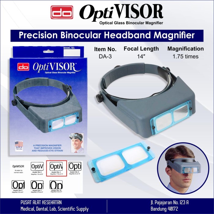 Donegan Optical OptiVISOR Magnifying Headband Visor Complete Set with  Hardcase
