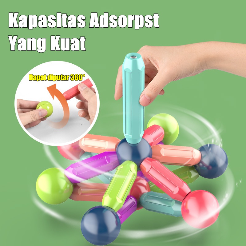 Jual COD Mainan Magnet Stick Balls Anak Dengan Kotak,Magnetic Building ...