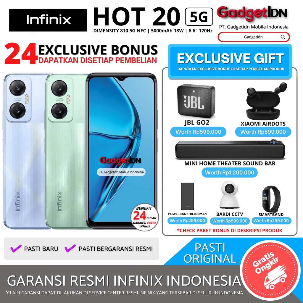 Jual INFINIX Hot 20 5G NFC 4/128GB ( +3GB Extended Ram ) Garansi Resmi ...