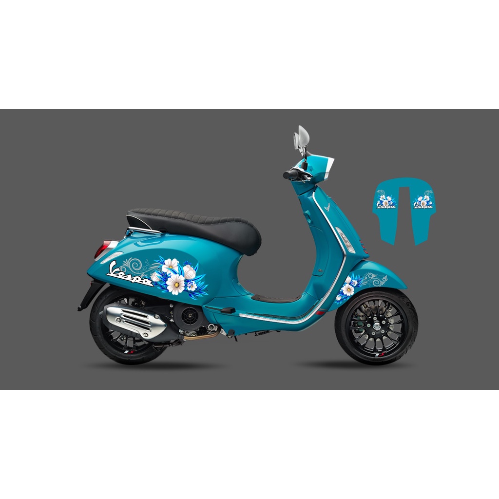 Jual STRIPING/STICKER BAHAN TRANSPARAN VESPA MATIC SPRINT MOTIF FLOWER