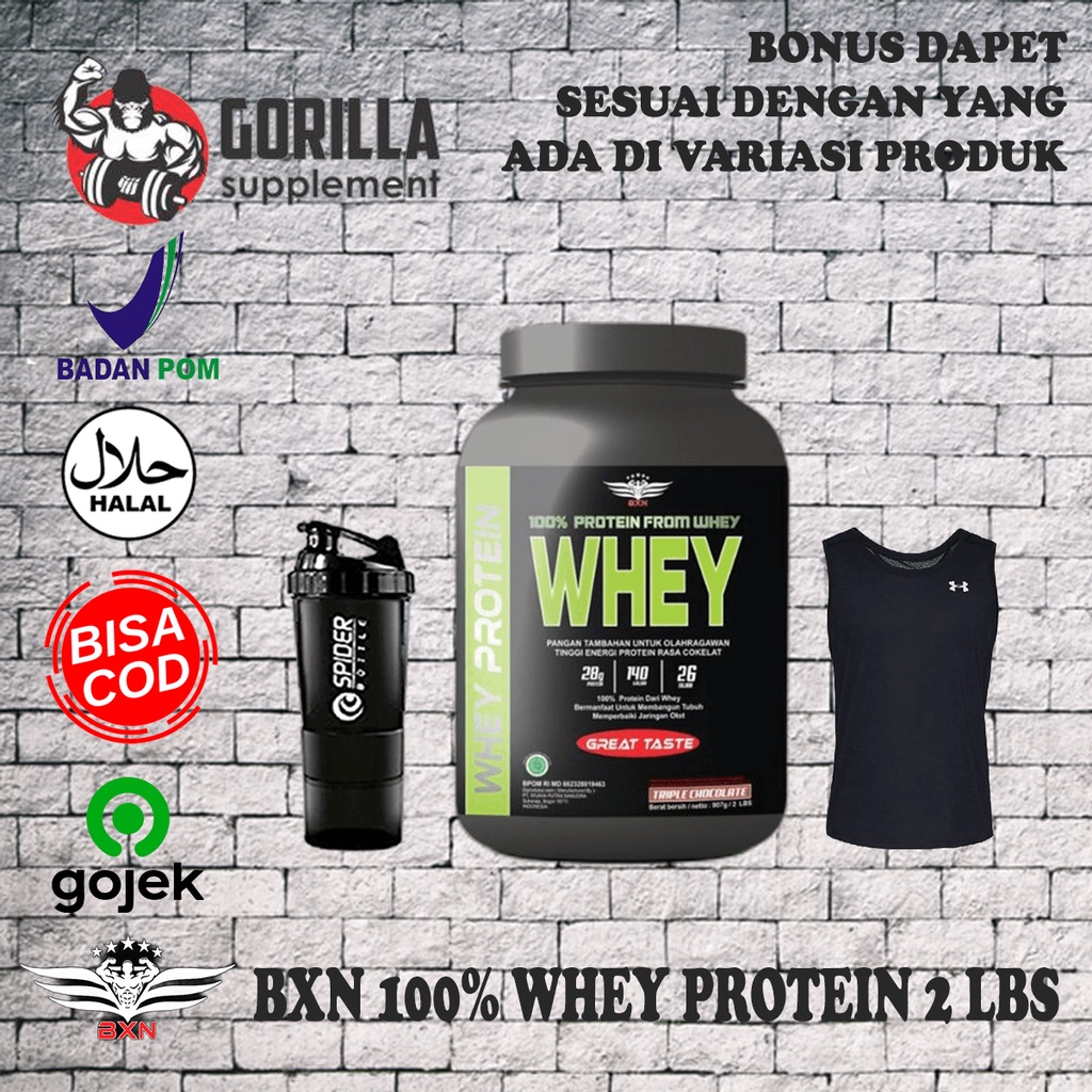 Jual BXN Whey protein 2Lbs 900 Gram Whey Protein Concentrate BPOM HALAL