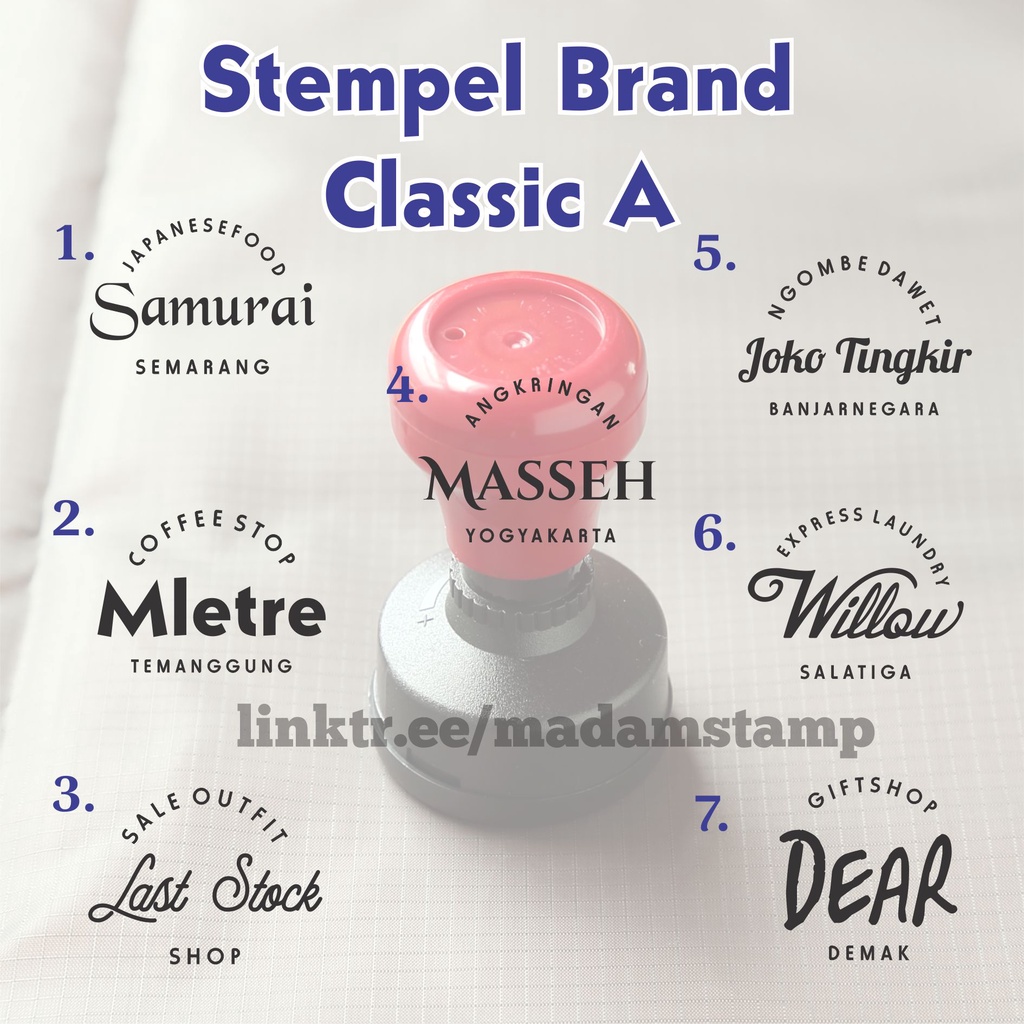Jual stempel toko classic A 4cm otomatis flash warna nama desain brand ...
