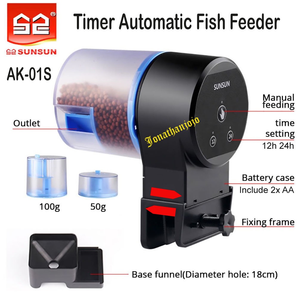 Jual AK01S AK02 Automatic fish feeder auto feeding timer makan