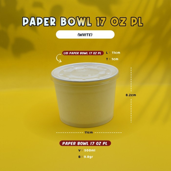 Jual Paper Bowl 17 OZ Polos - Mangkok Kertas Soup - Rice Bowl - 510 ml ...