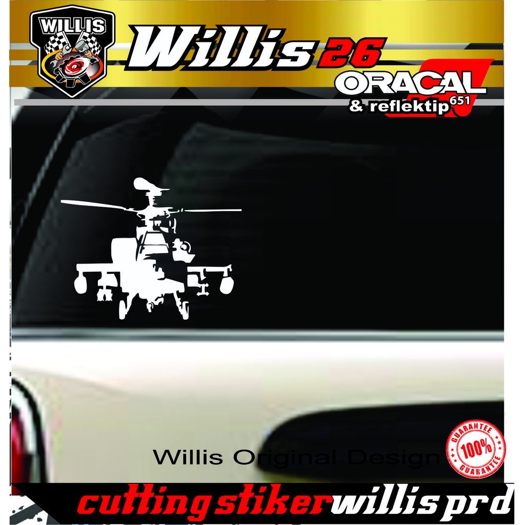 Jual Stiker Kaca Mobil Pesawat Tempur Sticker Helicopter Apache Body ...