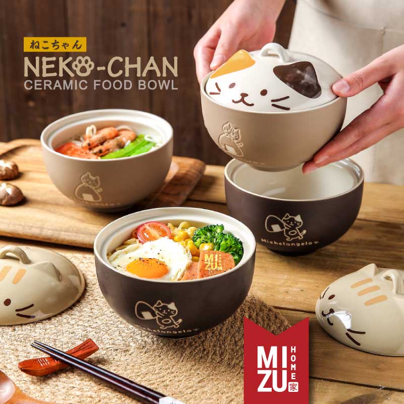 Jual MIZU NEKOCHAN Ceramic Food Bowl Cute Cat Bowl Kado Mangkuk