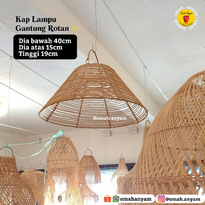 Jual Kap lampu gantung rotan | kap lampu gantung rotan aesthetic | kap ...