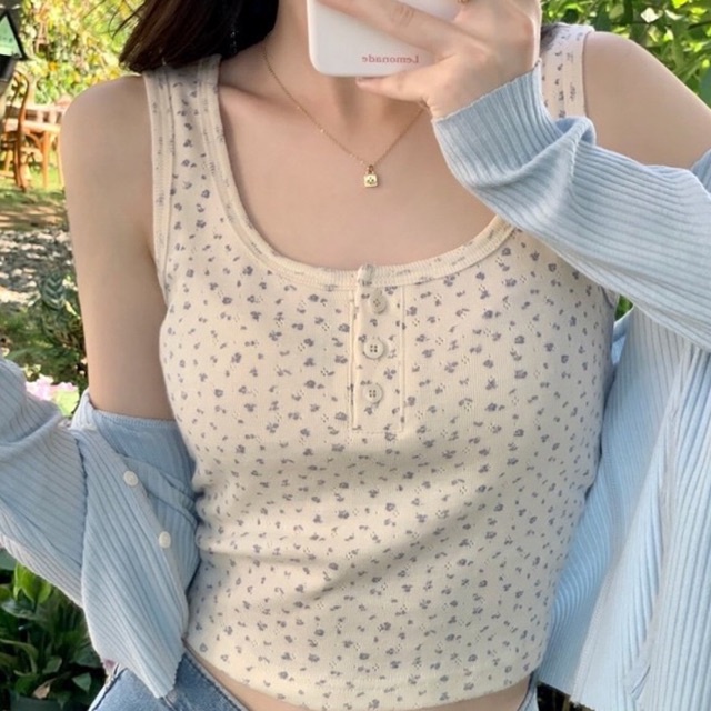 Jual READY Soomi Wide String Tanktop tanktop floral dan polos