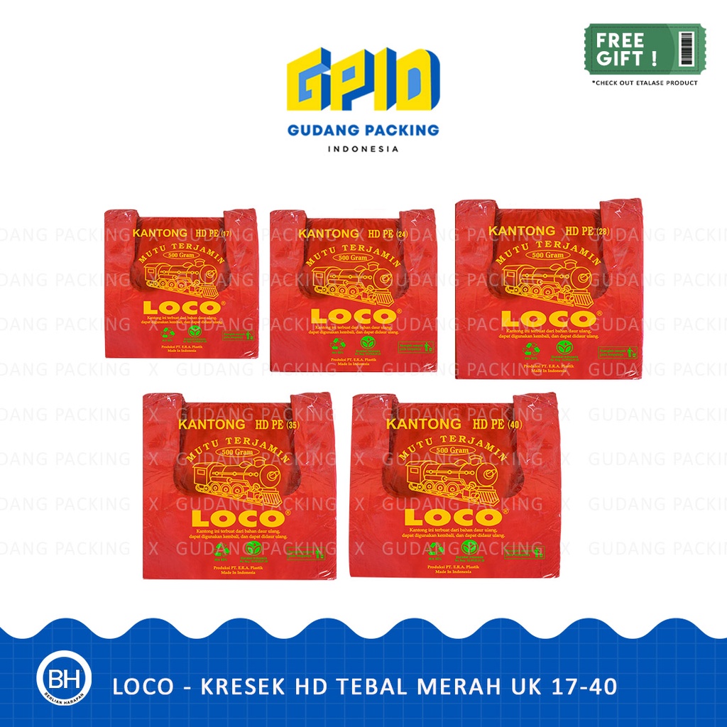 Jual Loco Kantong Plastik Kresek Hd Pe Tebal Merah Uk 17 40 Shopee Indonesia 0072