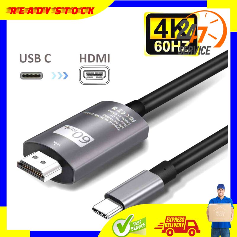 Jual BARU SM Kabel Video Konverter Hp ke Laptop USB Type C to HDMI 4K 2 ...