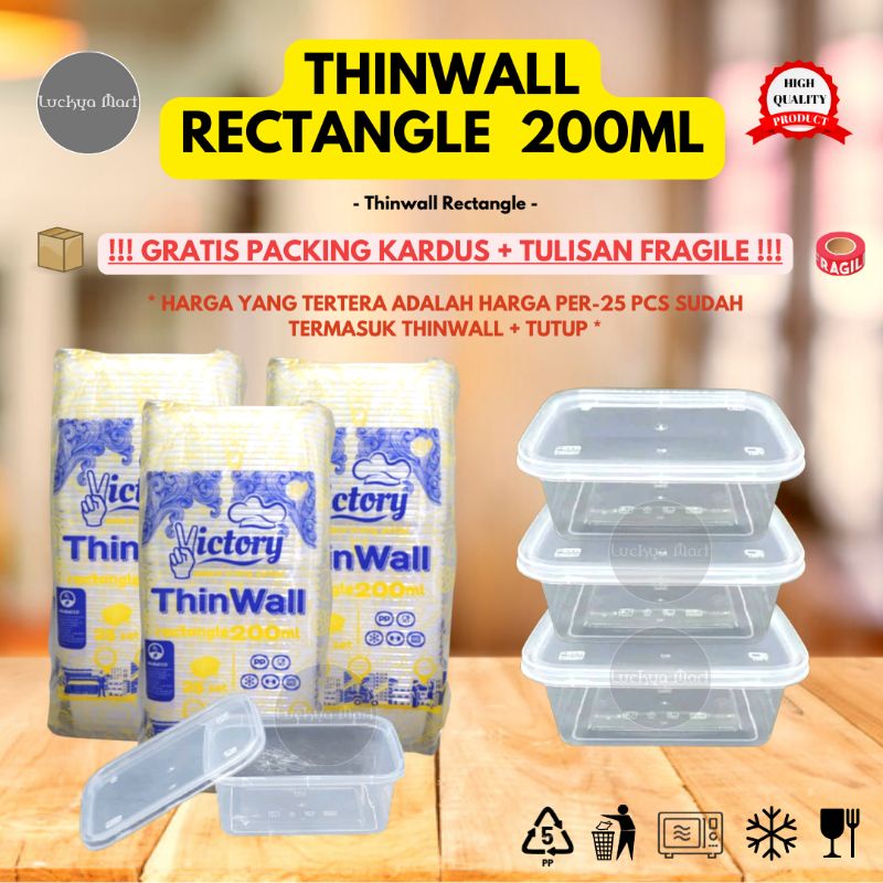 Jual [25 Pcs] Thinwall Victory Rectangle 200 Ml Thinwall Rectangle