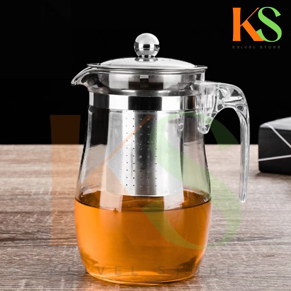 Jual Teapot Glass Infuser Teko Teh Saringan Kaca Mini Portable 750ml Shopee Indonesia 3315