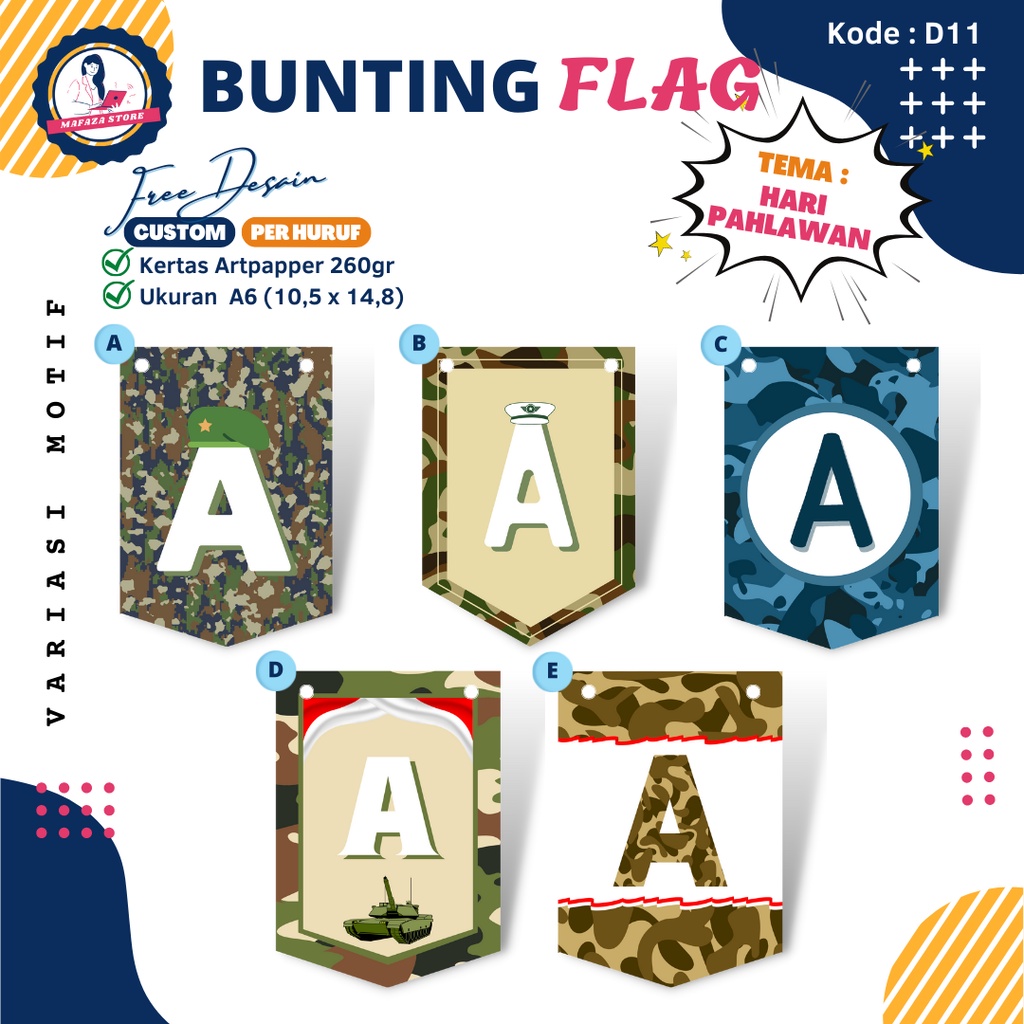 Jual Bunting Flag Pahlawan Banner Flag Custom Tentara Tni Al Gantungan Murah Ulang Tahun Khitan