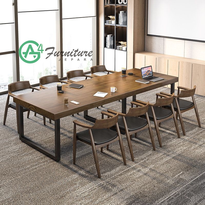 Jual Meja Meeting Minimalis Kayu Jati Kaki Besi Dengan 8 Kursi | Shopee ...