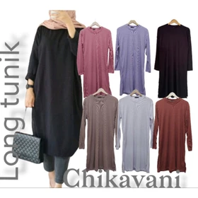 Tunik Rib Waffle Premium Wanita Simpel Tunik Uniqlo