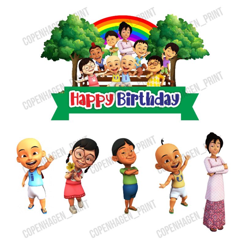 Jual Topper Kertas UPIN IPIN Kue Ulang Tahun / Birthday Cake / hiasan
