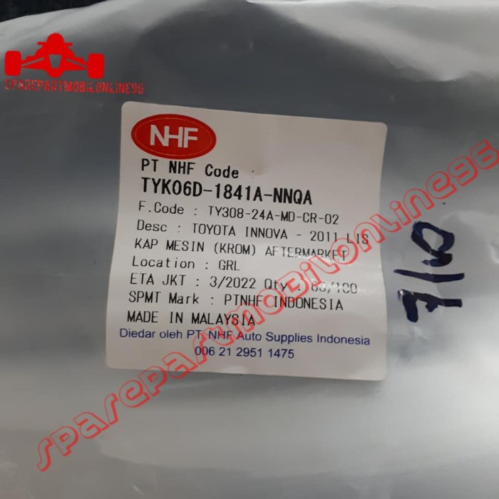Jual List Kap Mesin Toyota Grand Innova 2012 2014 Chrome OEM | Shopee ...