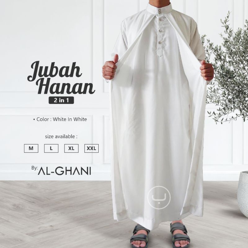 Jual 1 set jubah pria luar dalam, jubah hanan 2 in 1, jubah gamis pria ...