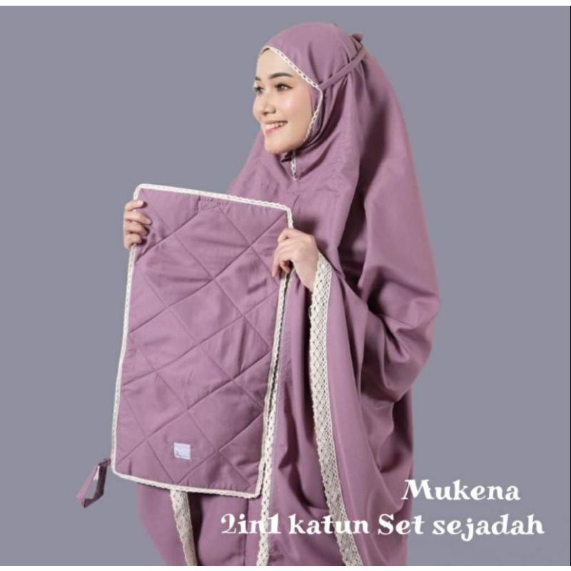 MUKENA KATUN POLOS TRAVELING + SET TAS BISA SEJADAH BY DJAVA STORE OFFICIAL