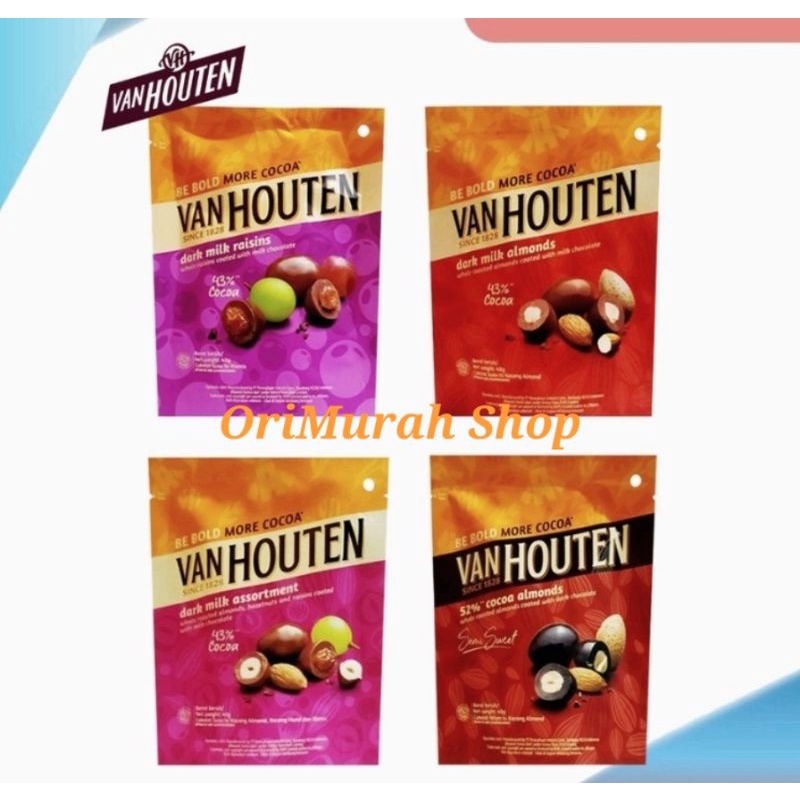 Jual VanHouten Coklat Dark Milk Raisin Almond Assortment Cocoa Almonds ...
