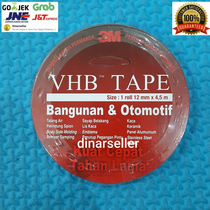 Jual Code162 3M Vhb Tape Permanent Double Tape 12Mm X 4,5 Meter 100