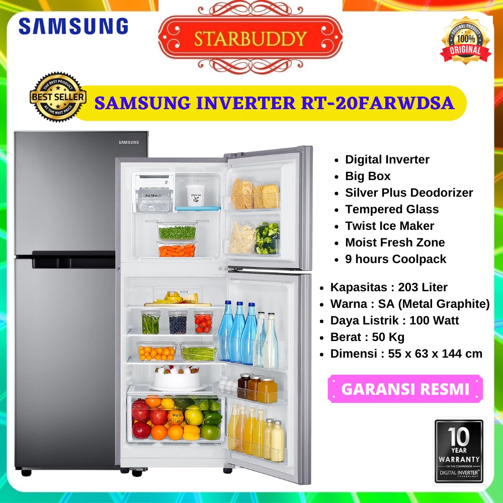 Jual KULKAS SAMSUNG RT20FARWDSA 2 PINTU INVERTER RT20FAR JADETABEK ...